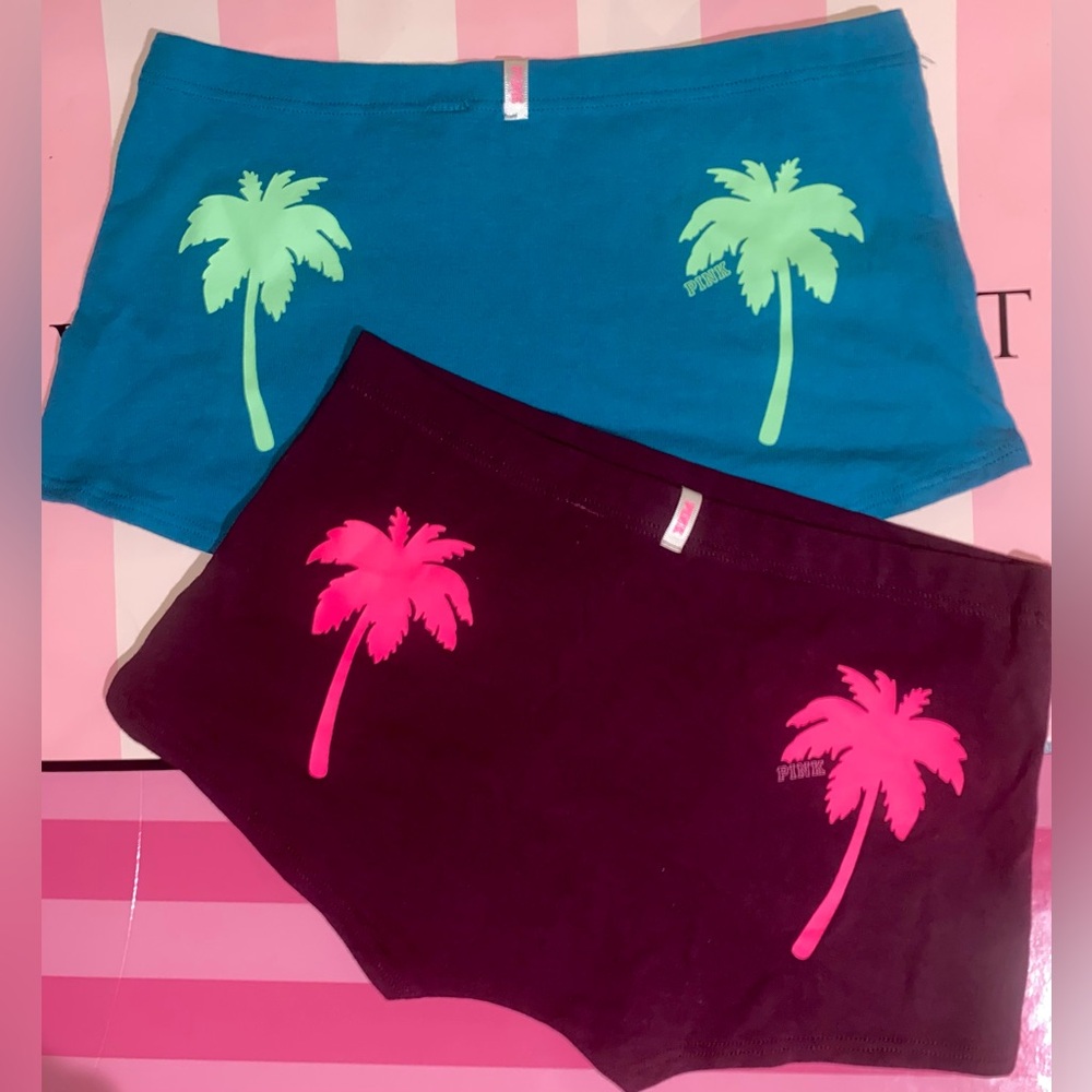 2 new PINK Victoria’s Secret boyshort panties bundle pink Panties shortie palms